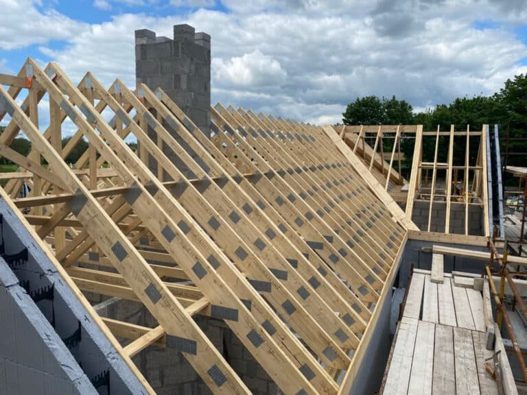 New Wooden Rafters On House